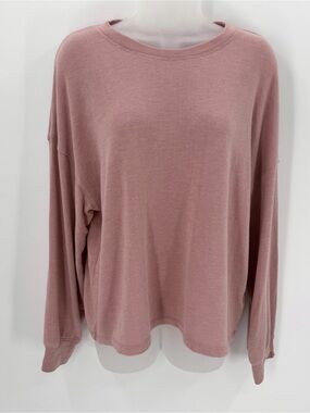 Olive + Oak Top Womens M Dusty Rose Mauve Knit Long Sleeve Crewneck Relaxed READ
